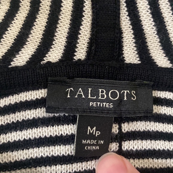 Talbots striped open front shawl collar relaxed sweater cardigan size Mp - Picture 12 of 14